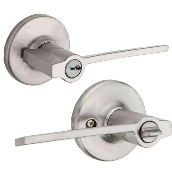 Ladera Entry Single Cylinder Door Lever Set with SmartKey Technology / Round Rose / Satin N